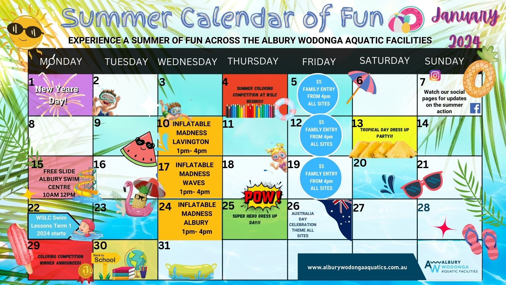 Summer Calendar of Fun is Back This January! Albury Wodonga Aquatic