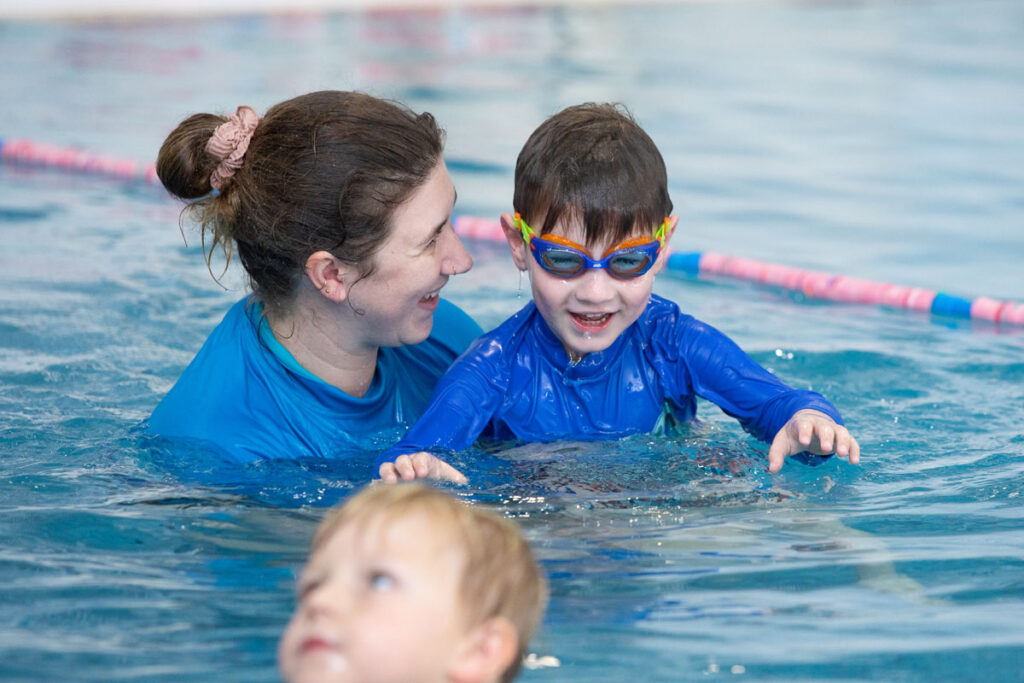 Child swimming at learn to swim school, Wodonga Leisure
